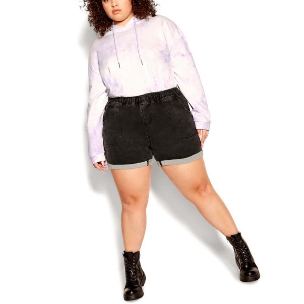 Loralette 18W-32W Black Kendra Elastic Waist Pull-On Roll Up Short EE04.10 - Picture 4 of 9